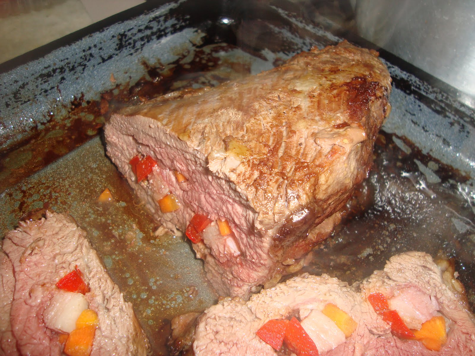 Carne Mechada preparación en el horno.