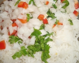 Mezclar arroz con cebolla